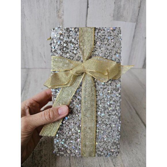 Large silver gold sparkle present Xmas decor Styrofoam - Picture 2 of 9